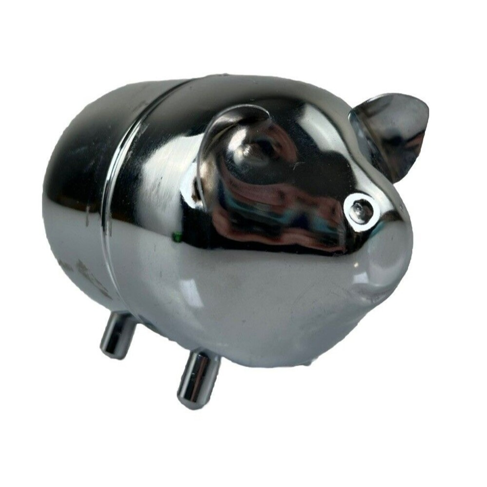 Vintage Mid-Century MCM Napier Atomic Silver Tone Pig Piggy Coin Savings Bank
